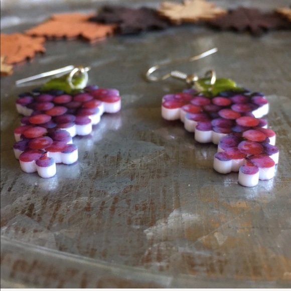 Grape Acrylic Earrings - Picture 5 of 7